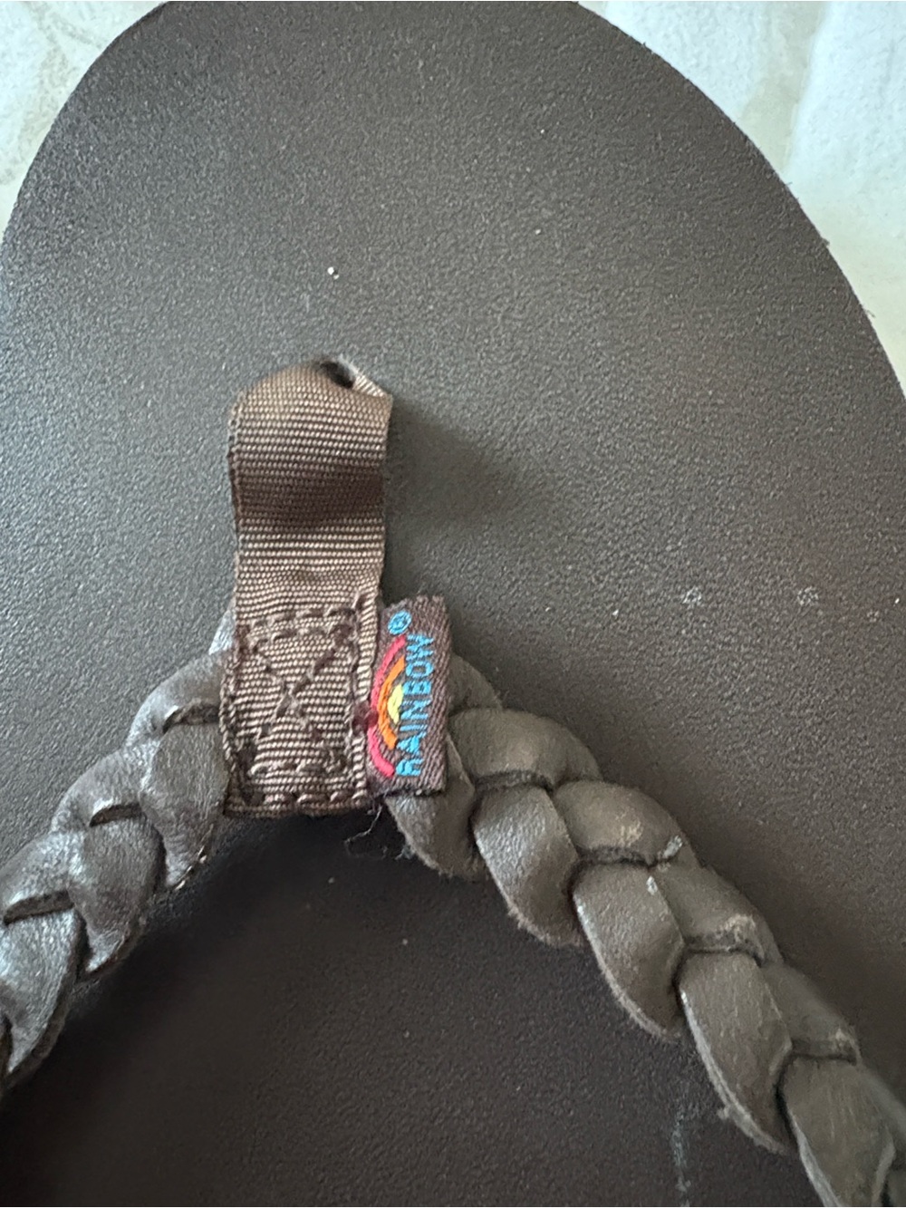 Rainbow Brown Braided Leather Flip Flops - Picture 3 of 4
